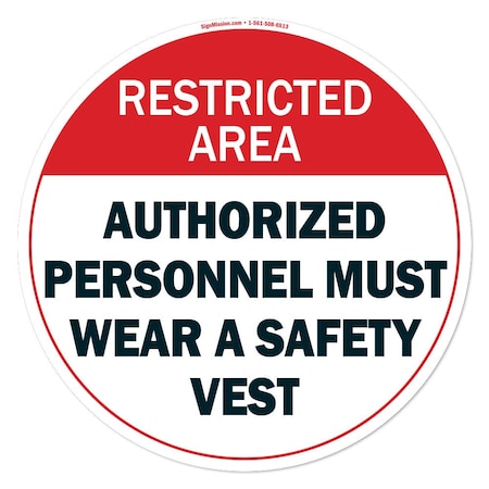 Authorized Must Wear A Safety Vest 16in Non-Slip Floor Marker, 6PK